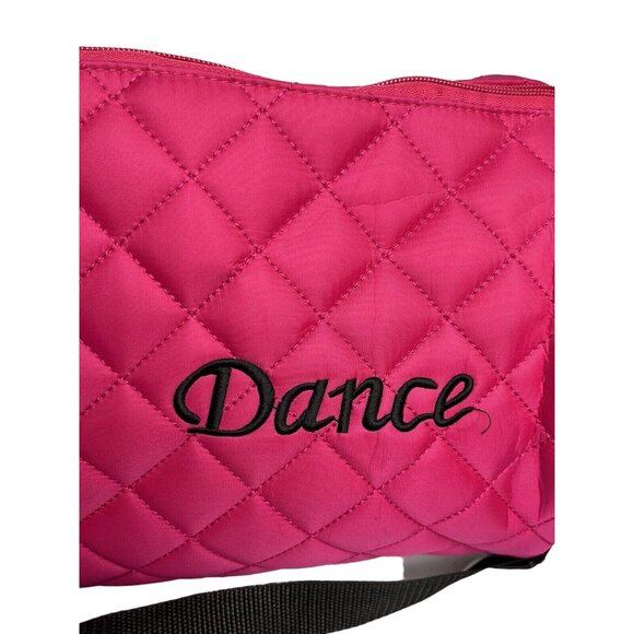 Dance Duffle Bag Girls Quilted Zebra Pattern Ribbon Pink - Picture 4 of 9